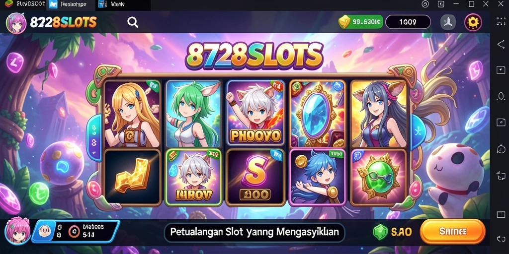 Tampilan gameplay 8728SLOTS dengan karakter Anime yang menawan.