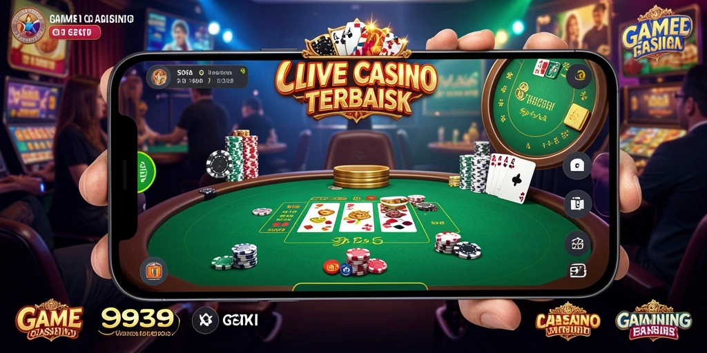 Screenshot gameplay 9939 dengan dealer langsung dan suasana kasino yang realistis.