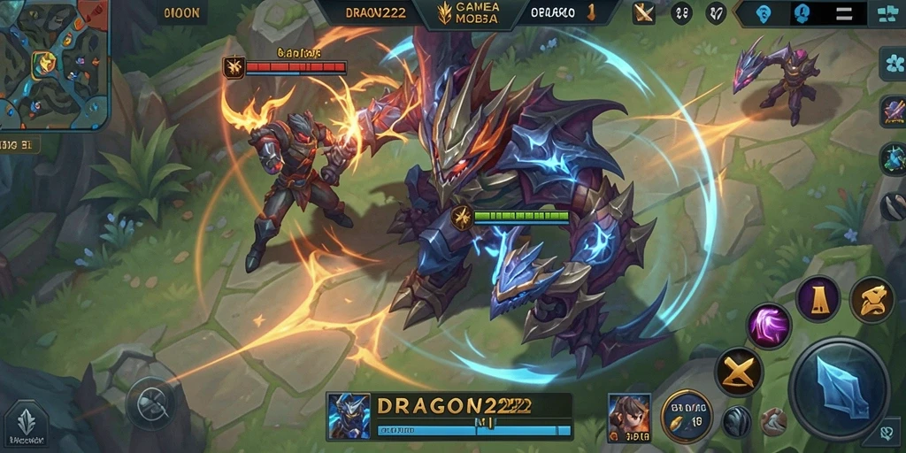 Tampilan menarik dengan pertarungan strategis dalam gameplay MOBA.