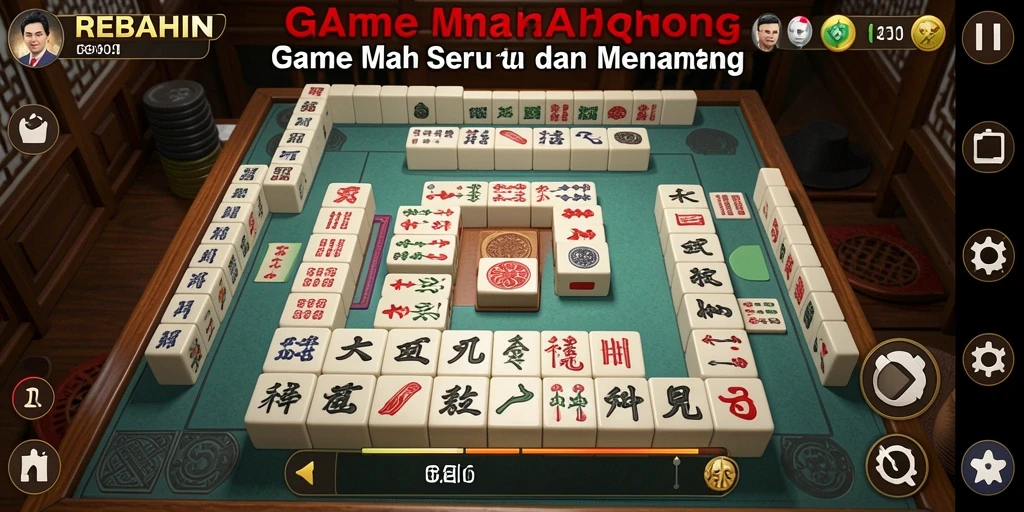 Tangkapan layar gameplay REBAHIN dengan papan Mahjong yang menarik.