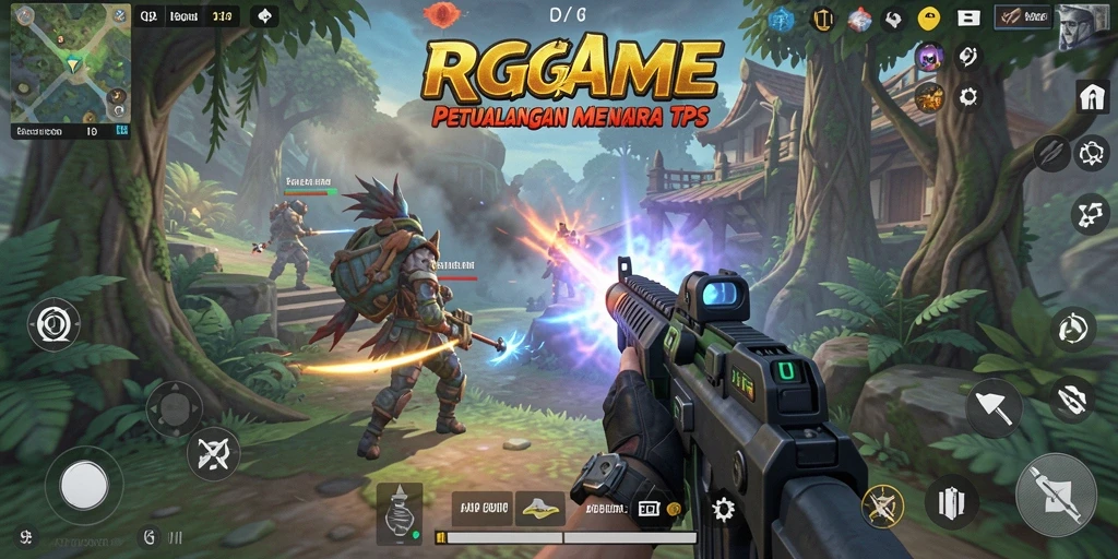 Screenshot utama RPGAME menampilkan aksi seru dalam gameplay TPS.
